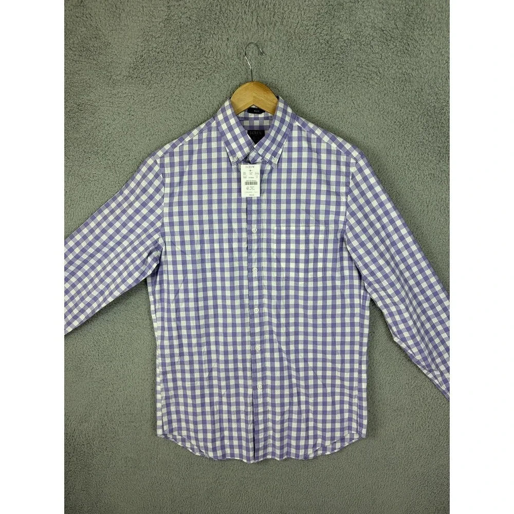 J Crew Mens Small Purple Check Flex Washed Long Sleeve Button Slim Shirt AF846
